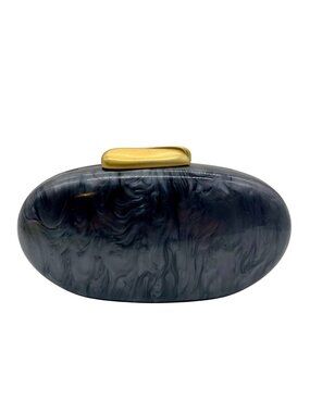 MMS Brands Grey Acrylic Shell-Shaped Oval Clutch